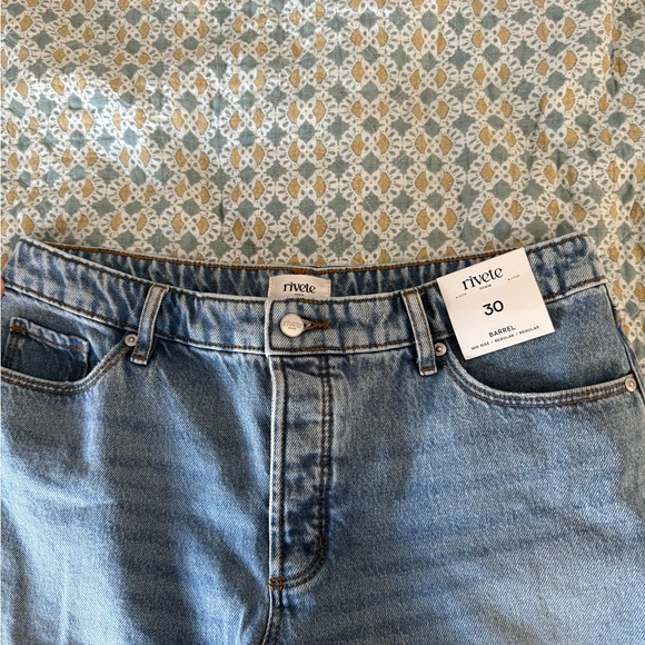 NWT Loft Rivete Mid Rise Barrel Jeans - Picture 5 of 7